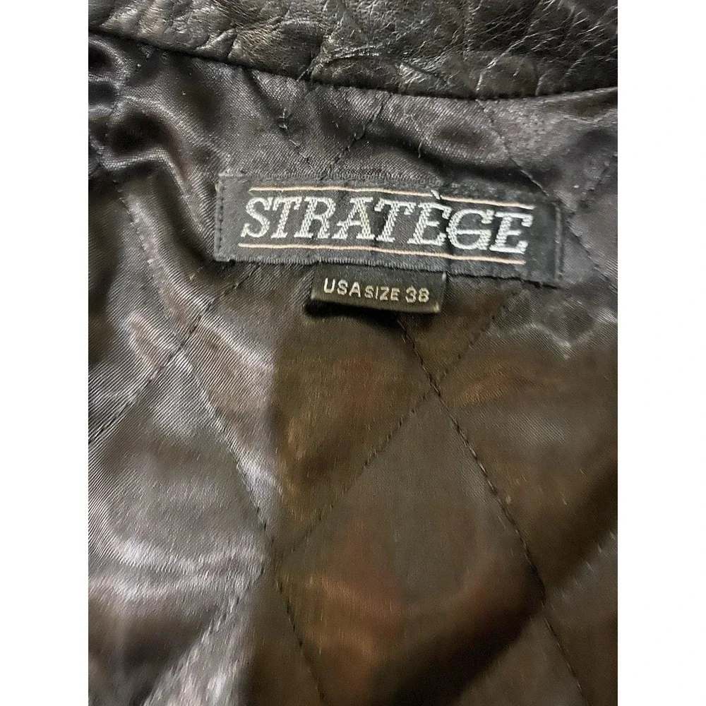RARE‎ Vintage 80's Stratège Leather Convertible Jacket/ Vest Mens Size 38 Black